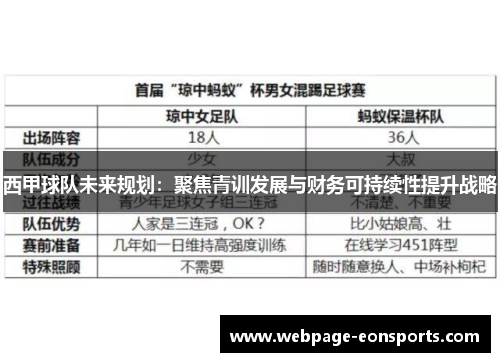 西甲球队未来规划:聚焦青训发展与财务可持续性提升战略 西甲球队未来规划:聚焦青训发展与财务可持续性提升战略